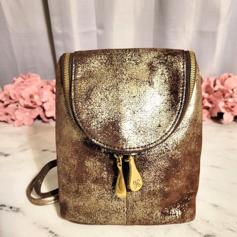 HOBO LE Purple & Silver Metallic Suede Leather 'Fern' Crossbody Bag
